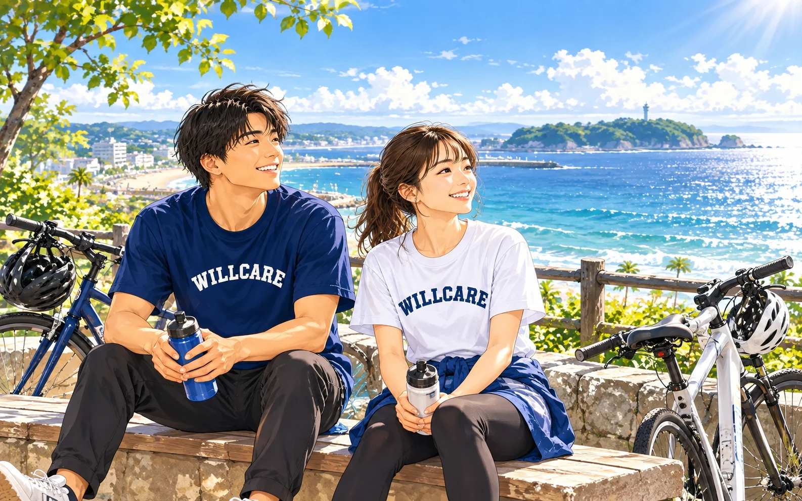 仕事の後に海辺で自分らしい時間を楽しむスタッフ