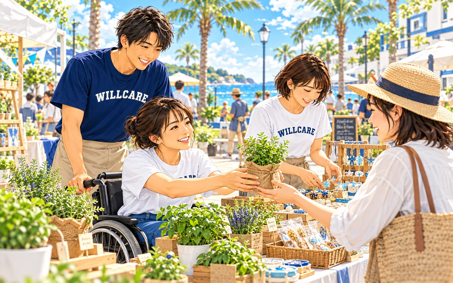 地域のマルシェでお客さんと交流する利用者さん
